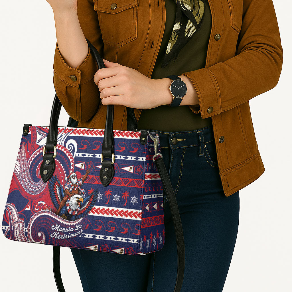 American Samoa Christmas Leather Bag Santa Riding Bald Eagle DT05 - Polynesian Pride