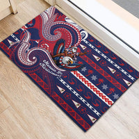 American Samoa Christmas Rubber Doormat Santa Riding Bald Eagle DT05 - Polynesian Pride