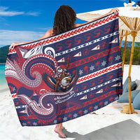 American Samoa Christmas Sarong Santa Riding Bald Eagle DT05 One Size 44 x 66 inches Navy - Polynesian Pride