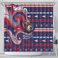 American Samoa Christmas Shower Curtain Santa Riding Bald Eagle DT05 - Polynesian Pride
