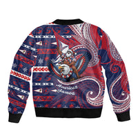 American Samoa Christmas Sleeve Zip Bomber Jacket Santa Riding Bald Eagle DT05 - Polynesian Pride