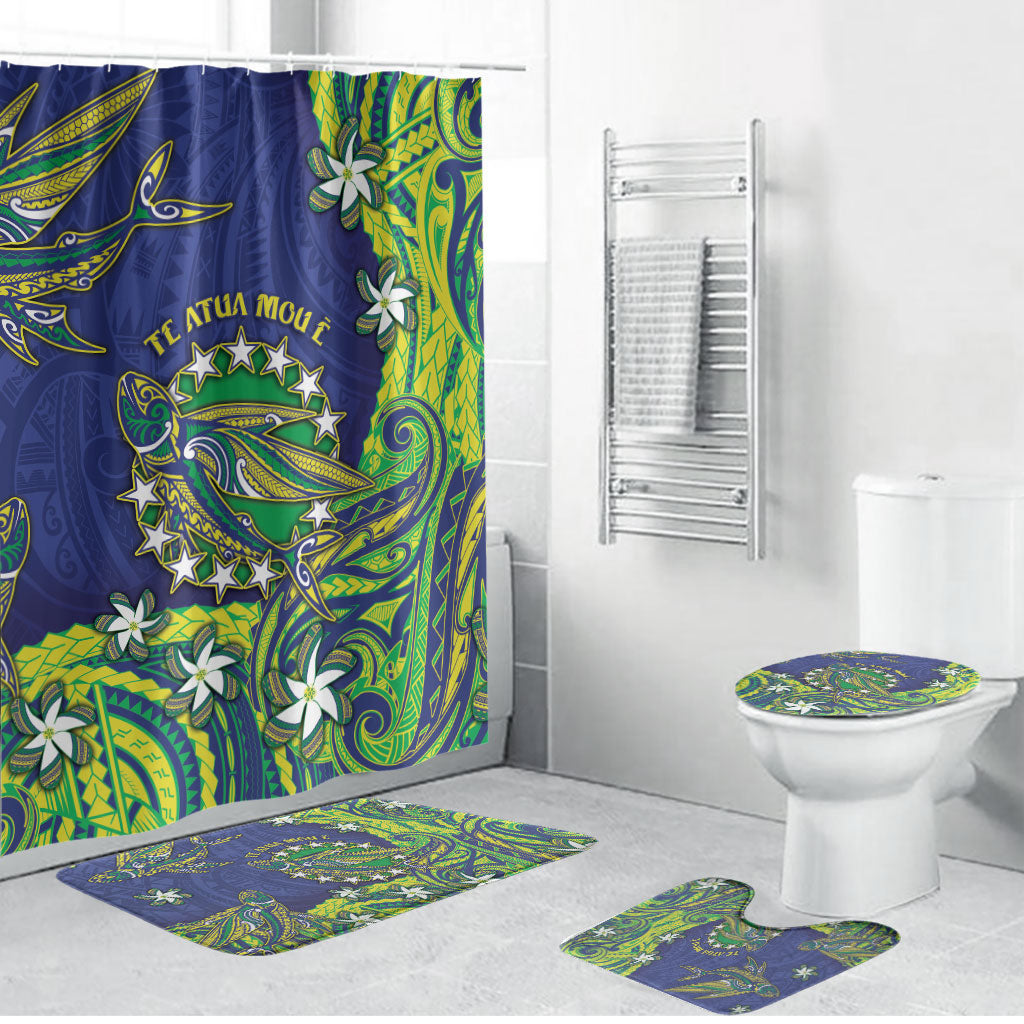 Cook Islands Language Week Bathroom Set Flying Fish 15 Stars Tribal Patterns