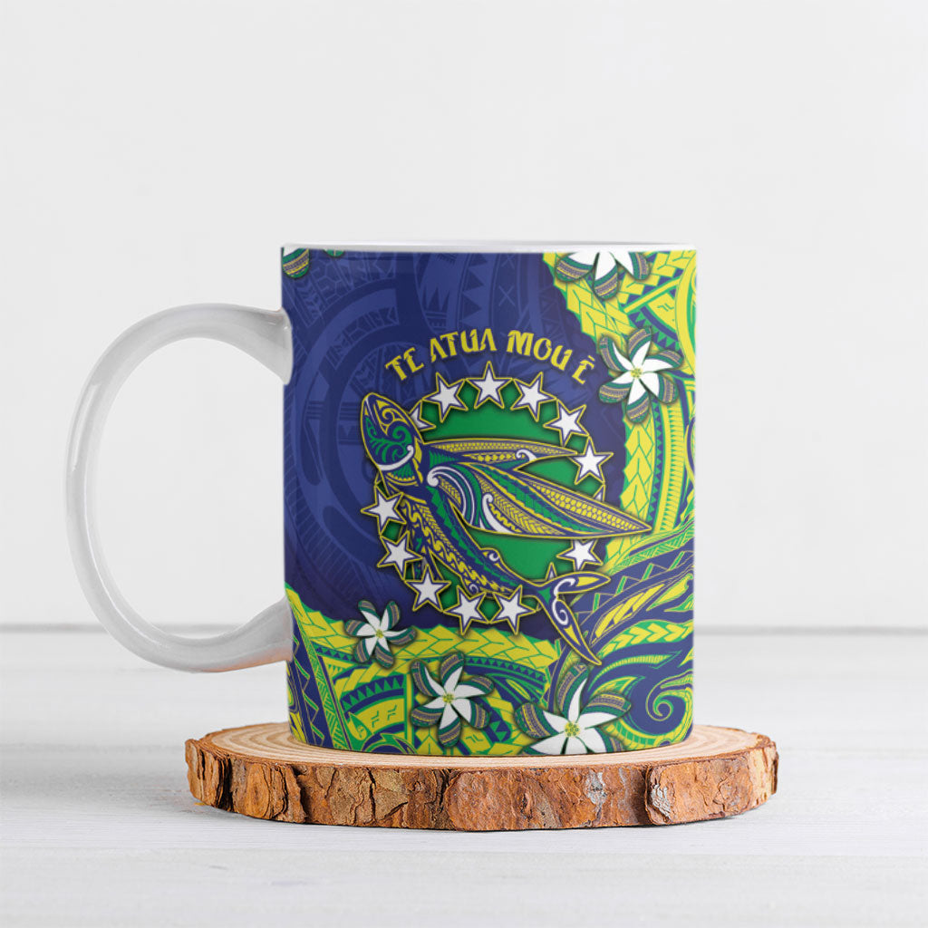 Cook Islands Language Week Ceramic Mug Flying Fish 15 Stars Tribal Patterns DT05 Green - Polynesian Pride