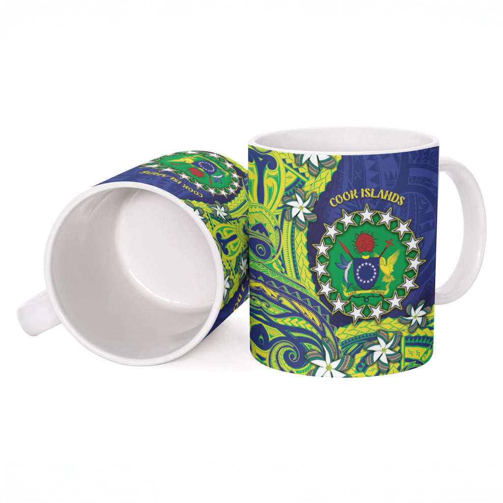 Cook Islands Language Week Ceramic Mug Flying Fish 15 Stars Tribal Patterns