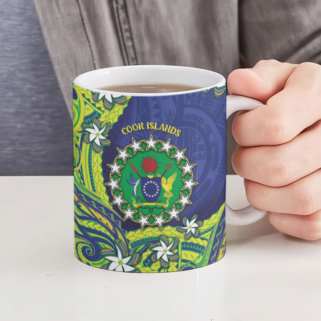 Cook Islands Language Week Ceramic Mug Flying Fish 15 Stars Tribal Patterns