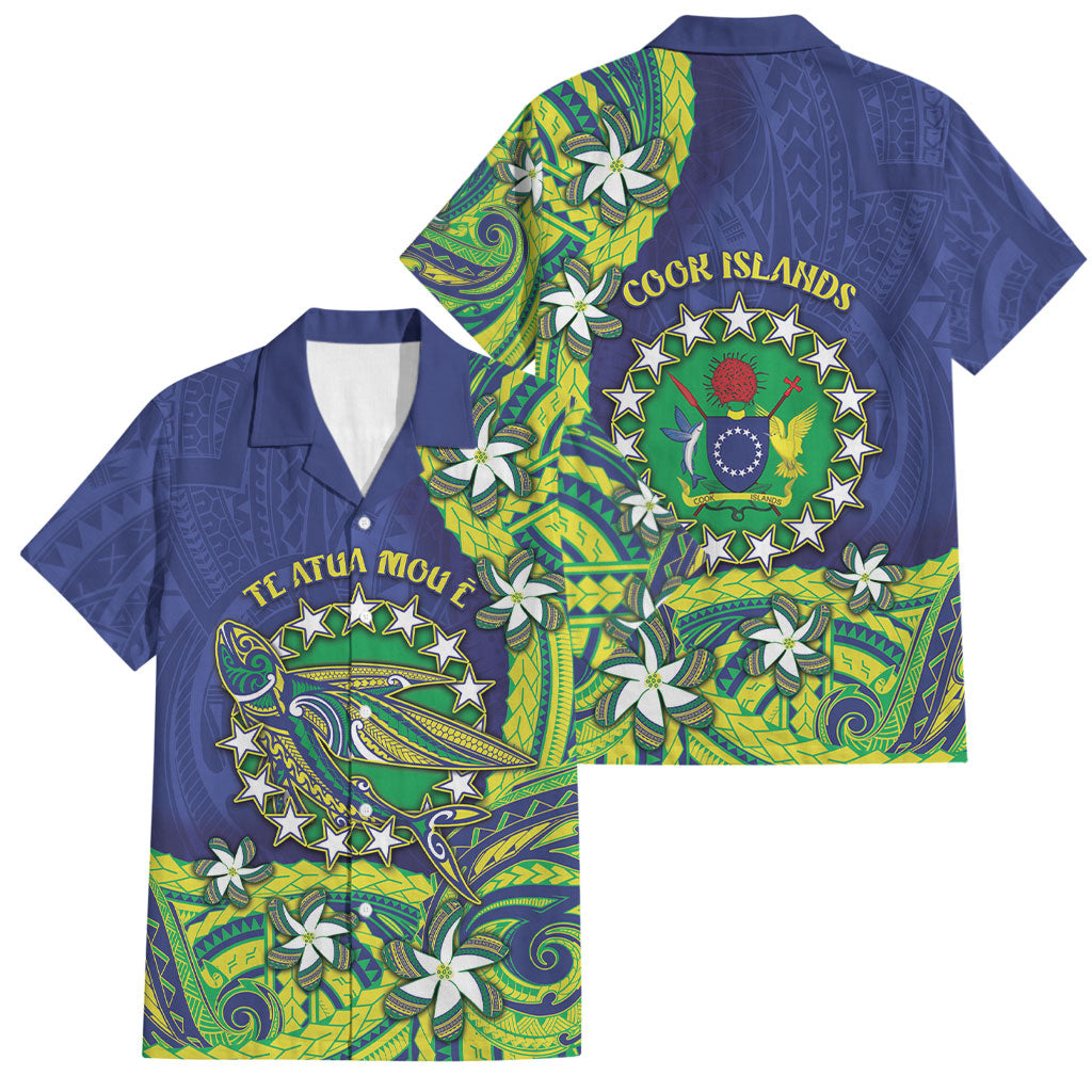 Cook Islands Language Week Family Matching Mermaid Dress and Hawaiian Shirt Flying Fish 15 Stars Tribal Patterns
