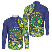 Cook Islands Language Week Family Matching Tank Maxi Dress and Hawaiian Shirt Flying Fish 15 Stars Tribal Patterns