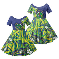 Cook Islands Language Week Family Matching Tank Maxi Dress and Hawaiian Shirt Flying Fish 15 Stars Tribal Patterns