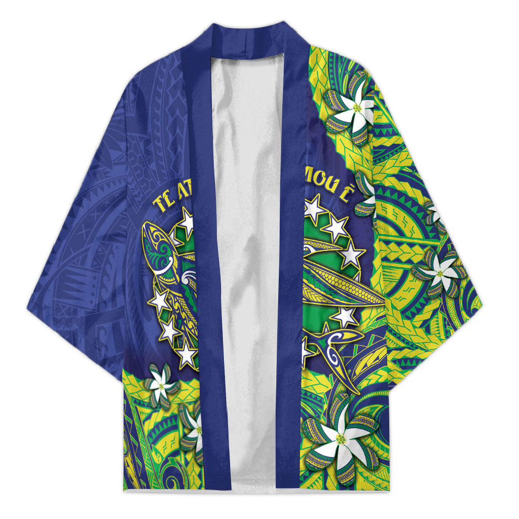 Cook Islands Language Week Kimono Flying Fish 15 Stars Tribal Patterns DT05 Unisex Green - Polynesian Pride