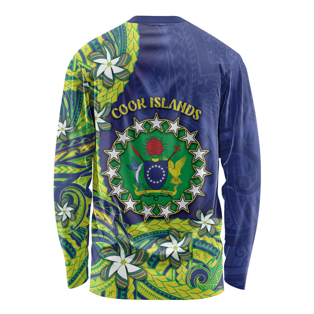 Cook Islands Language Week Long Sleeve Shirt Flying Fish 15 Stars Tribal Patterns