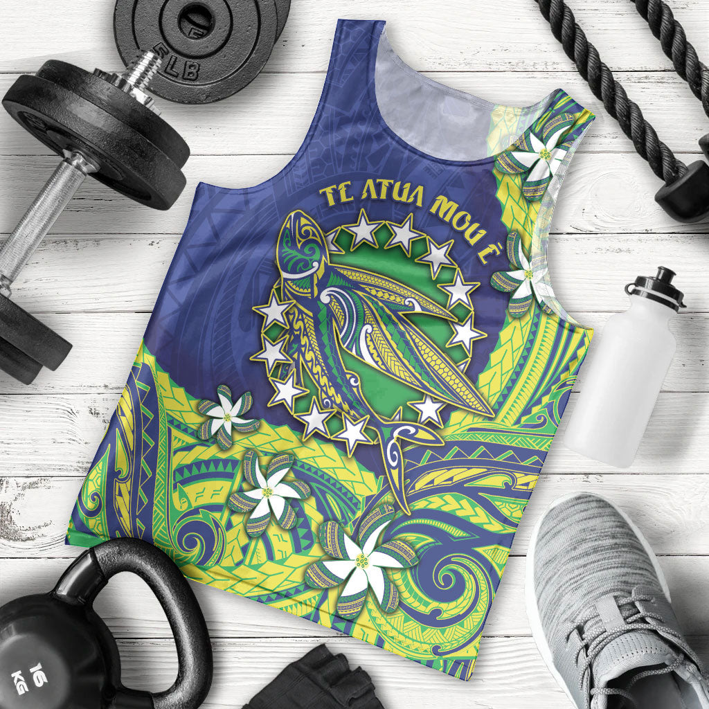 Cook Islands Language Week Men Tank Top Flying Fish 15 Stars Tribal Patterns