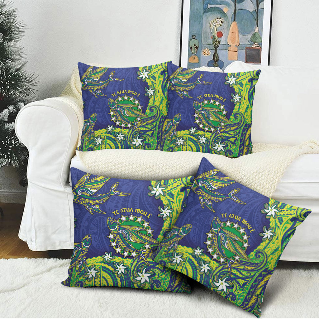Cook Islands Language Week Pillow Cover Flying Fish 15 Stars Tribal Patterns