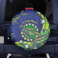 Cook Islands Language Week Spare Tire Cover Flying Fish 15 Stars Tribal Patterns