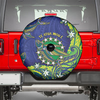 Cook Islands Language Week Spare Tire Cover Flying Fish 15 Stars Tribal Patterns