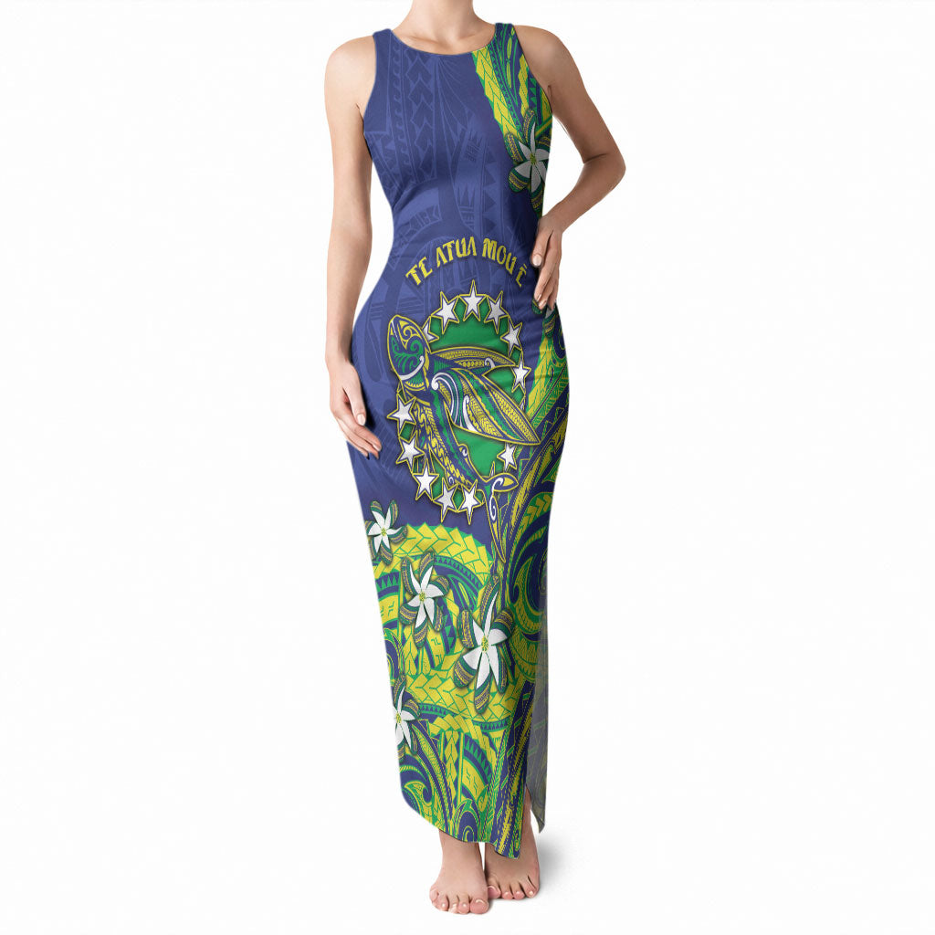 Cook Islands Language Week Tank Maxi Dress Flying Fish 15 Stars Tribal Patterns