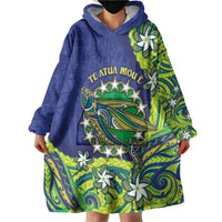 Cook Islands Language Week Wearable Blanket Hoodie Flying Fish 15 Stars Tribal Patterns
