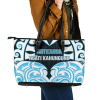 Aotearoa Ngati Kahungunu Leather Tote Bag New Zealand Traditional Maori Pattern