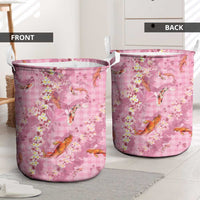 Pink Palaka Hawaiian And Japanese Laundry Basket Sakura Lei With Koi Fish DT05 - Polynesian Pride