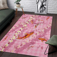 Pink Palaka Hawaiian And Japanese Area Rug Sakura Lei With Koi Fish DT05 Pink - Polynesian Pride