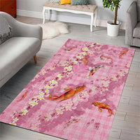 Pink Palaka Hawaiian And Japanese Area Rug Sakura Lei With Koi Fish DT05 - Polynesian Pride