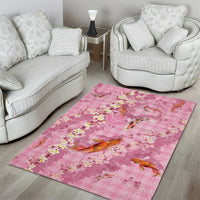 Pink Palaka Hawaiian And Japanese Area Rug Sakura Lei With Koi Fish DT05 - Polynesian Pride