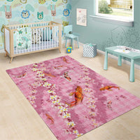 Pink Palaka Hawaiian And Japanese Area Rug Sakura Lei With Koi Fish DT05 - Polynesian Pride