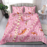 Pink Palaka Hawaiian And Japanese Bedding Set Sakura Lei With Koi Fish DT05 - Polynesian Pride
