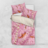 Pink Palaka Hawaiian And Japanese Bedding Set Sakura Lei With Koi Fish DT05 US Twin 172cm x 218cm Pink - Polynesian Pride