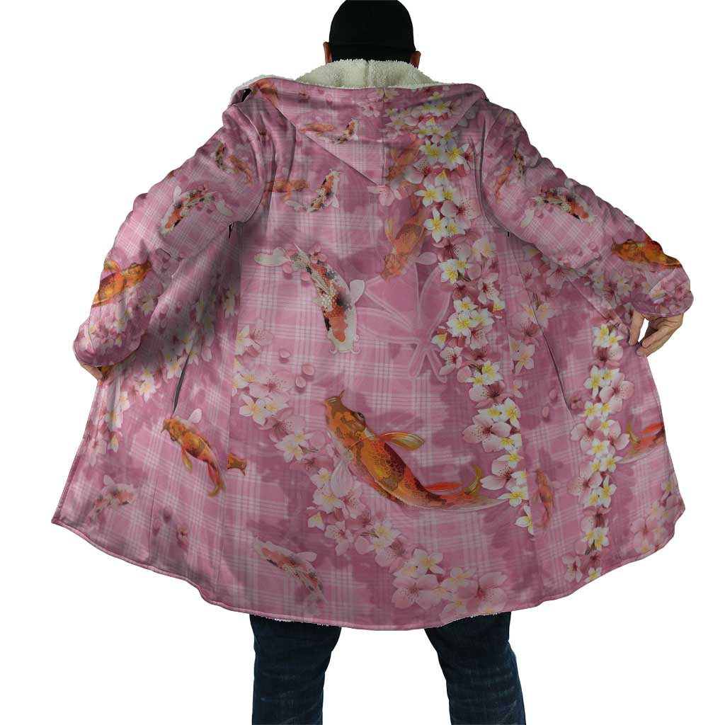 Pink Palaka Hawaiian And Japanese Cloak Sakura Lei With Koi Fish - Polynesian Pride