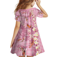Pink Palaka Hawaiian And Japanese Family Matching Off The Shoulder Long Sleeve Dress and Hawaiian Shirt Sakura Lei With Koi Fish DT05 - Polynesian Pride