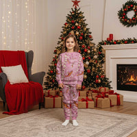 Pink Palaka Hawaiian And Japanese Christmas Pajama Set Sakura Lei With Koi Fish - Polynesian Pride