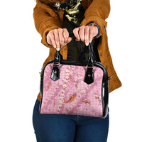 Pink Palaka Hawaiian And Japanese Shoulder Handbag Sakura Lei With Koi Fish DT05 One Size Pink - Polynesian Pride