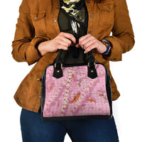 Pink Palaka Hawaiian And Japanese Shoulder Handbag Sakura Lei With Koi Fish DT05 - Polynesian Pride