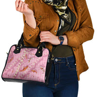 Pink Palaka Hawaiian And Japanese Shoulder Handbag Sakura Lei With Koi Fish DT05 - Polynesian Pride