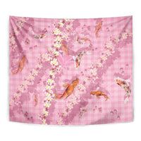 Pink Palaka Hawaiian And Japanese Tapestry Sakura Lei With Koi Fish DT05 - Polynesian Pride