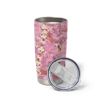 Pink Palaka Hawaiian And Japanese Tumbler Cup Sakura Lei With Koi Fish - Polynesian Pride