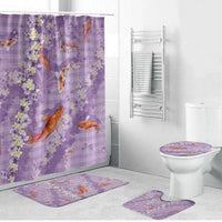 Purple Palaka Hawaiian And Japanese Bathroom Set Sakura Lei With Koi Fish DT05 Bathroom Set (4 pcs) Purple - Polynesian Pride