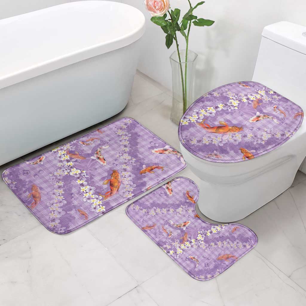 Purple Palaka Hawaiian And Japanese Bathroom Set Sakura Lei With Koi Fish DT05 - Polynesian Pride