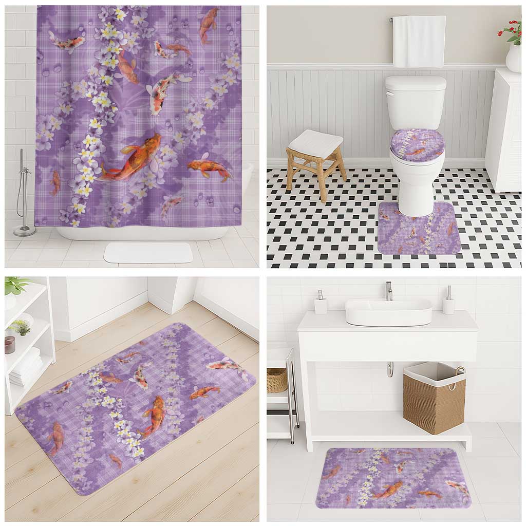 Purple Palaka Hawaiian And Japanese Bathroom Set Sakura Lei With Koi Fish DT05 - Polynesian Pride