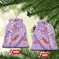 Purple Palaka Hawaiian And Japanese Ceramic Ornament Sakura Lei With Koi Fish DT05 Bell Flake Purple - Polynesian Pride
