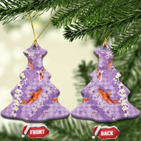 Purple Palaka Hawaiian And Japanese Ceramic Ornament Sakura Lei With Koi Fish DT05 Christmas Tree Purple - Polynesian Pride