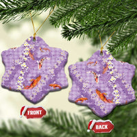 Purple Palaka Hawaiian And Japanese Ceramic Ornament Sakura Lei With Koi Fish DT05 Snow Flake Purple - Polynesian Pride