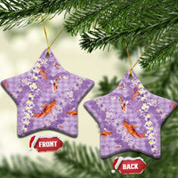 Purple Palaka Hawaiian And Japanese Ceramic Ornament Sakura Lei With Koi Fish DT05 Star Purple - Polynesian Pride