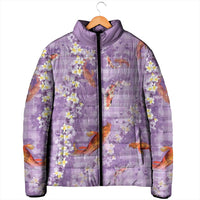 Purple Palaka Hawaiian And Japanese Padded Jacket Sakura Lei With Koi Fish DT05 - Polynesian Pride