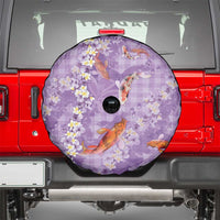 Purple Palaka Hawaiian And Japanese Spare Tire Cover Sakura Lei With Koi Fish DT05 - Polynesian Pride