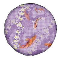 Purple Palaka Hawaiian And Japanese Spare Tire Cover Sakura Lei With Koi Fish DT05 - Polynesian Pride