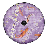 Purple Palaka Hawaiian And Japanese Spare Tire Cover Sakura Lei With Koi Fish DT05 - Polynesian Pride