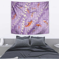 Purple Palaka Hawaiian And Japanese Tapestry Sakura Lei With Koi Fish DT05 - Polynesian Pride
