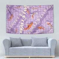 Purple Palaka Hawaiian And Japanese Tapestry Sakura Lei With Koi Fish DT05 - Polynesian Pride