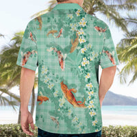 Green Palaka Hawaiian And Japanese Hawaiian Shirt Sakura Lei With Koi Fish DT05 - Polynesian Pride